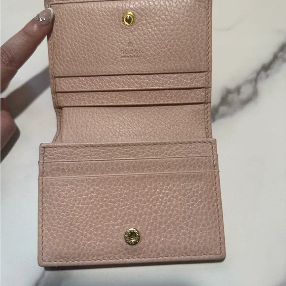 Gucci GG Marmont Pink Leather Compact Wallet with box and dust bag